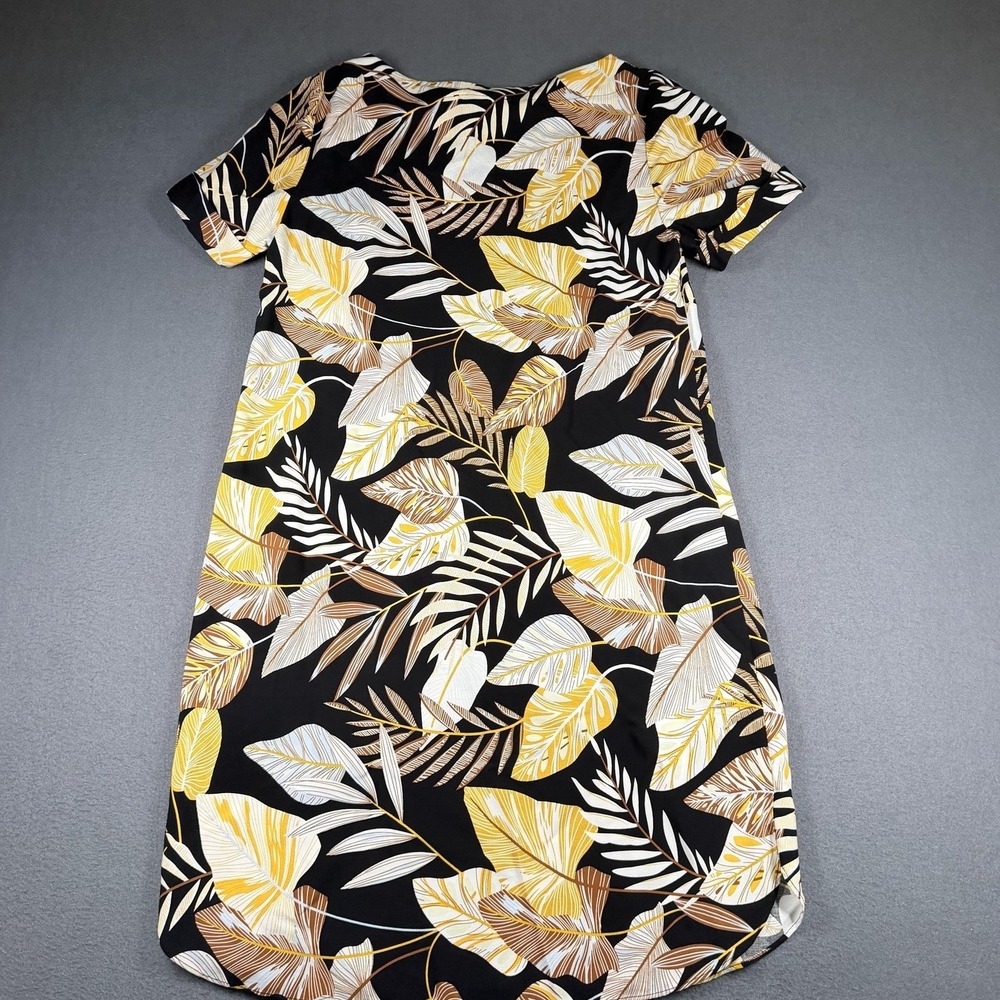 Woolworths T-Shirt Dress Womens Small Black Tropical Leaf Print Knee Length - Picture 11 of 13